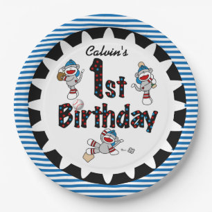 Monkey Baseball 1st Happy Birthday Paper Plates