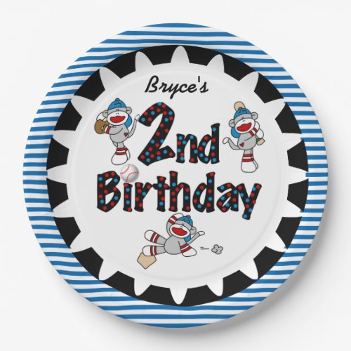 Monkey Baseball 2nd Happy Birthday Paper Plates