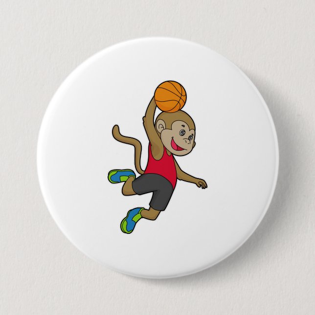 Monkey Basketball player Basketball Button (Front)