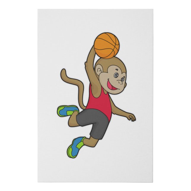Monkey Basketball player Basketball Faux Canvas Print (Front)