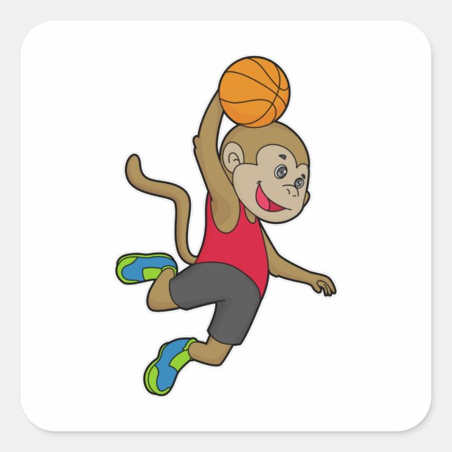 Monkey Basketball player Basketball Square Sticker (Front)