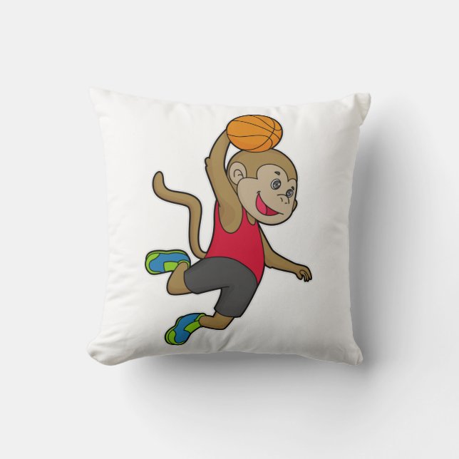 Monkey Basketball player Basketball Throw Pillow (Front)