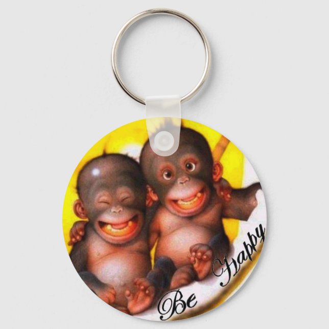 Monkey Be Happy Keychain (Front)