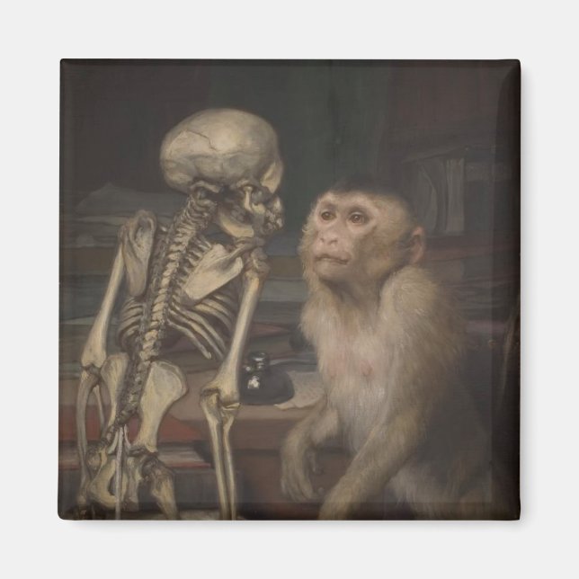 Monkey Before a Skeleton (by Gabriel von Max) Magnet (Front)