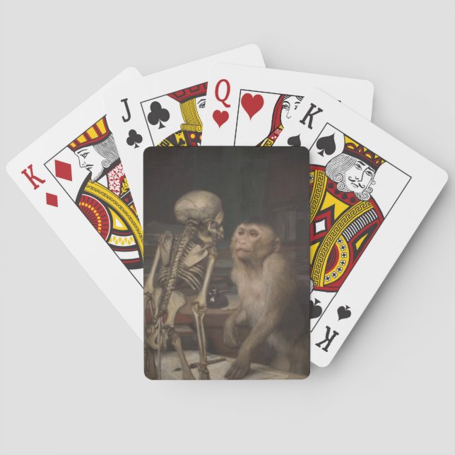 Monkey Before a Skeleton (by Gabriel von Max) Poker Cards (Back)