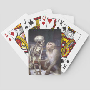 Monkey Before Skeleton Poker Cards