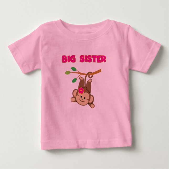 Monkey Big Sister Baby T-Shirt (Front)