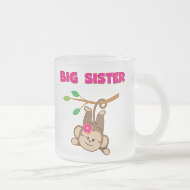 Monkey Big Sister Frosted Glass Coffee Mug (Right)