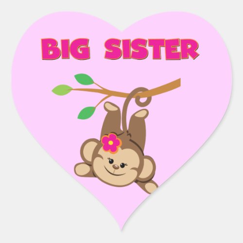 Monkey Big Sister Heart Sticker