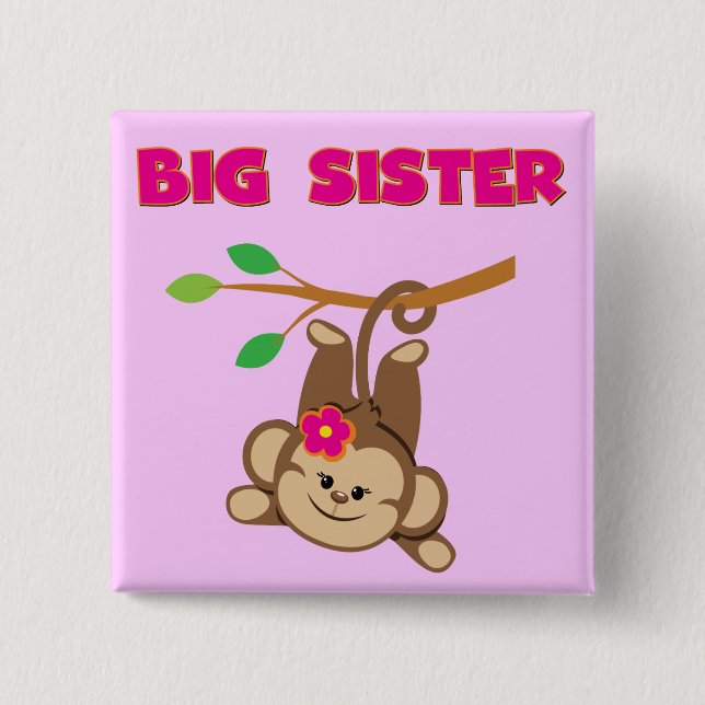 Monkey Big Sister Pinback Button (Front)