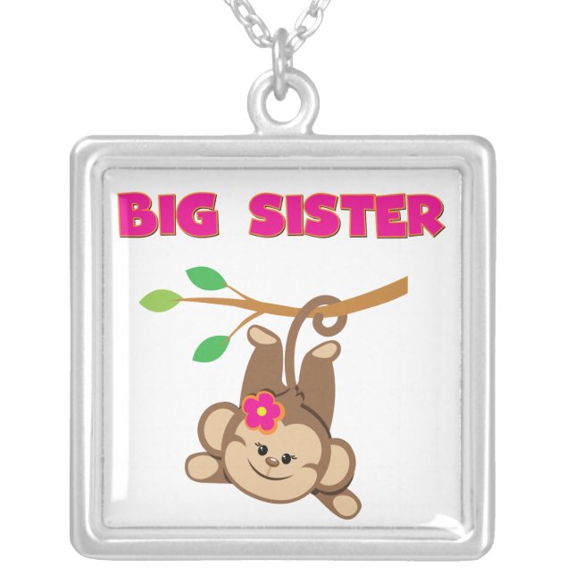Monkey Big Sister Silver Plated Necklace (Front)