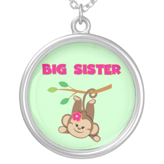 Monkey Big Sister Silver Plated Necklace (Front)