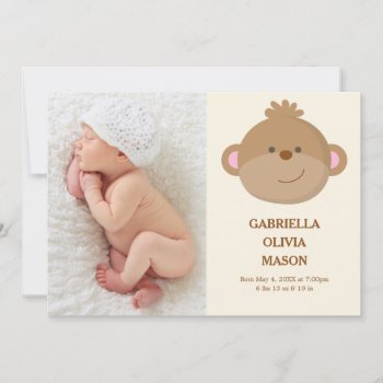 Monkey | Birth Announcement by PinkMoonPaperie at Zazzle