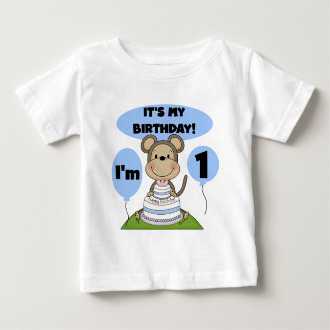Monkey Birthday Boy 1st Baby T-Shirt (Front)