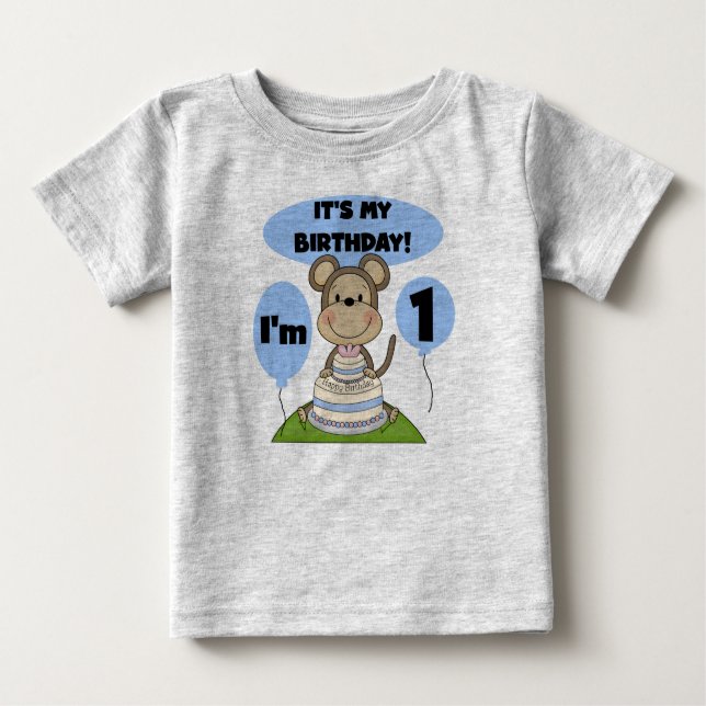 Monkey Birthday Boy 1st Baby T-Shirt (Front)