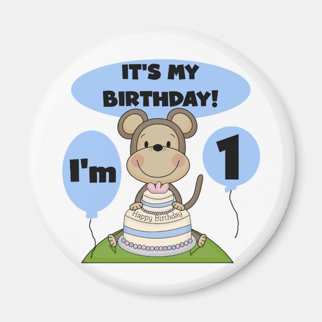 Monkey Birthday Boy 1st Magnet (Front)