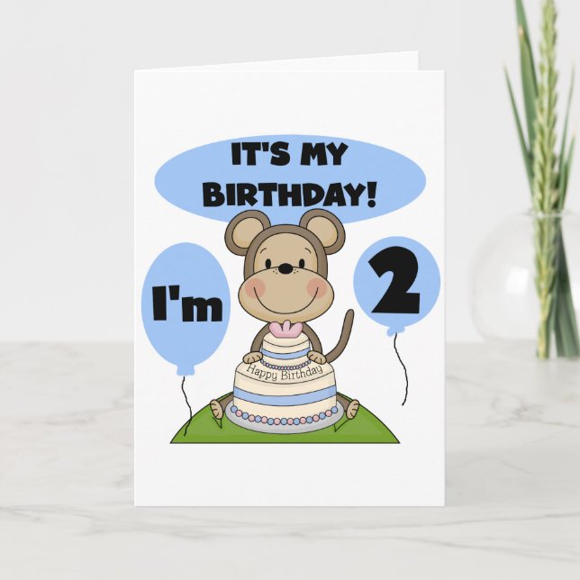Monkey Birthday Boy 2nd Tshirts and Gifts Card (Front)
