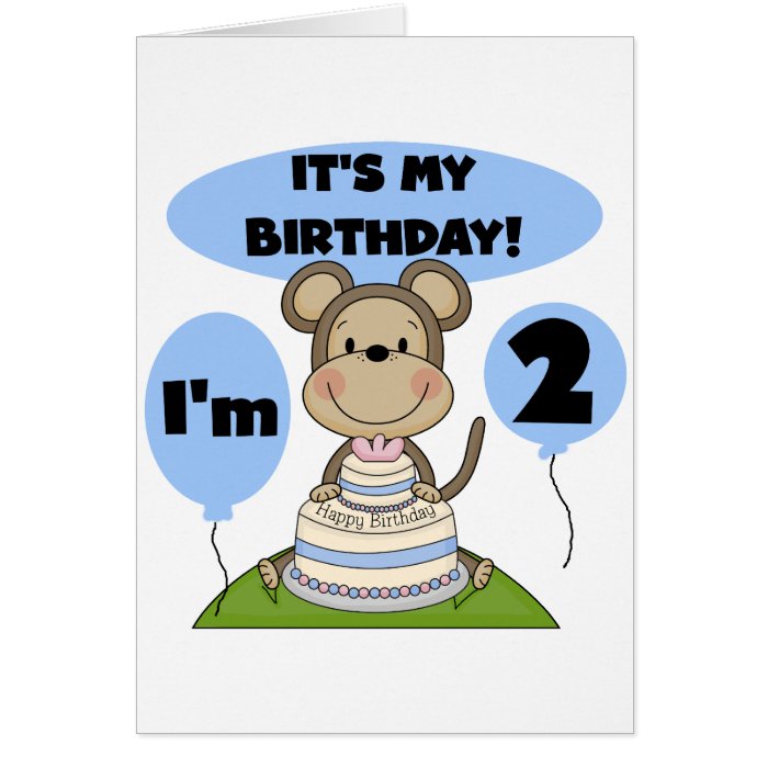 Monkey Birthday Boy 2nd Tshirts and Gifts Greeting Card