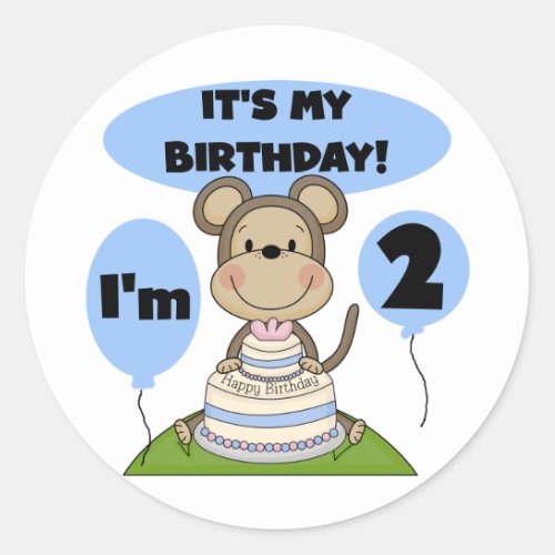 Monkey Birthday Boy 2nd Tshirts and Gifts Classic Round Sticker