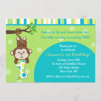 Monkey Birthday Invitations by Petit_Prints at Zazzle