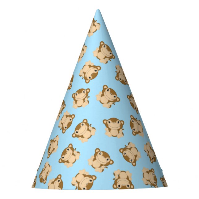 Monkey Birthday Party Blue Hat (Front)