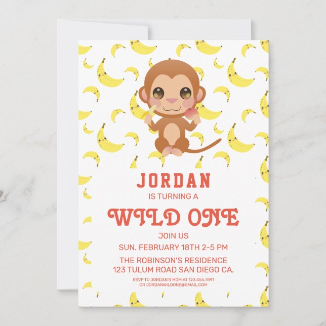 Monkey Birthday Party Invitation (Front)