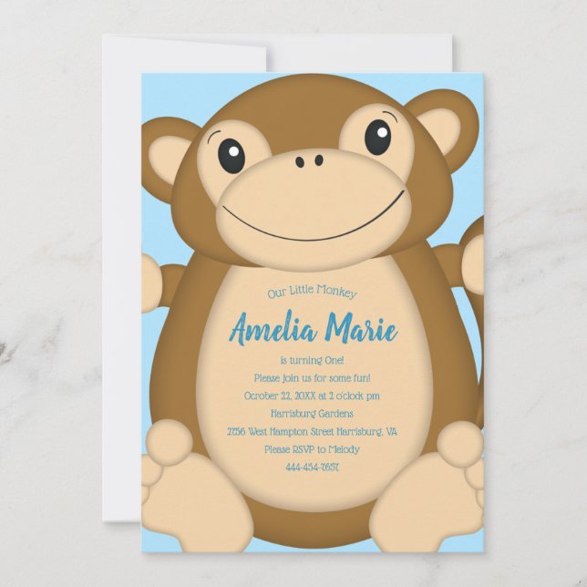 Monkey Birthday Party Invitation (Front)