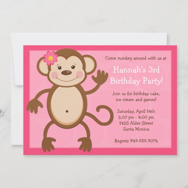 Monkey Birthday Party Invitation (Front)