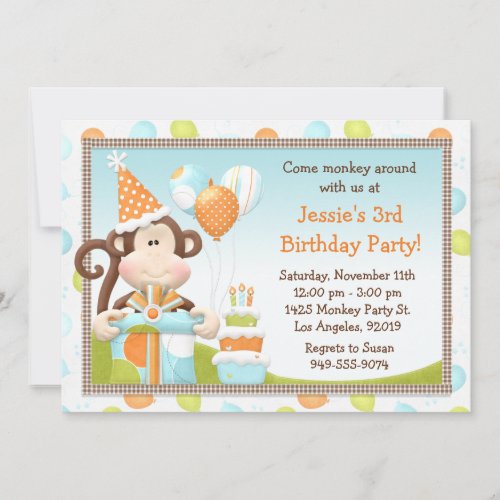 Monkey Birthday Party Invitation