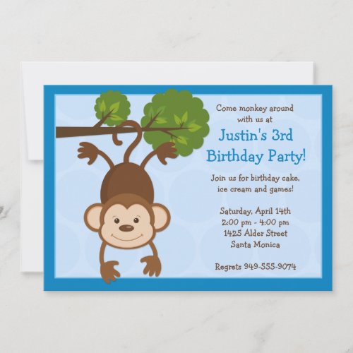 Monkey Birthday Party Invitation
