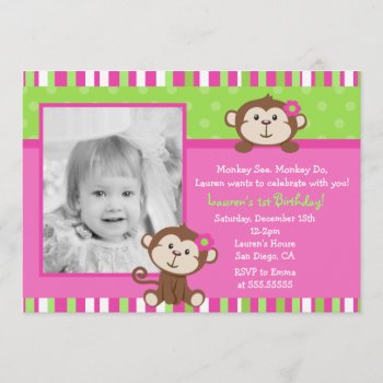 Monkey Birthday Party Invitations by Petit_Prints at Zazzle