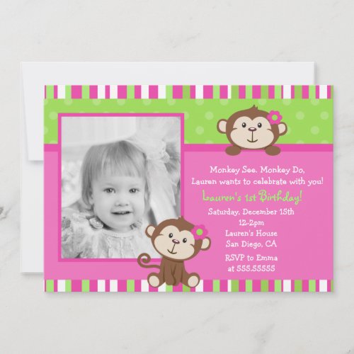 Monkey Birthday Party Invitations