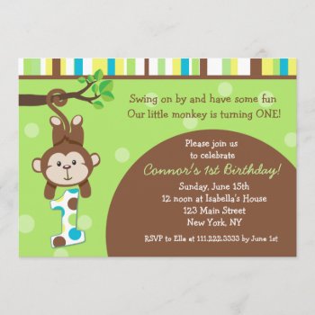 Monkey Birthday Party Invitations by Petit_Prints at Zazzle