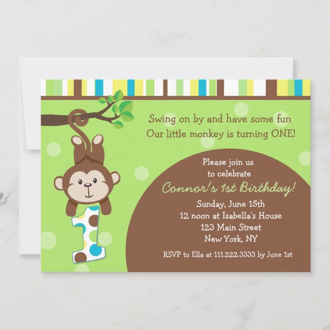 Monkey Birthday Party Invitations (Front)