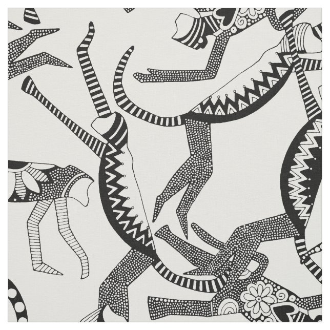 monkey black white fabric (Swatch)