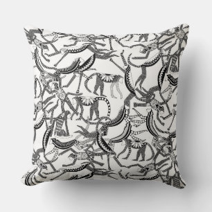 monkey black white throw pillow