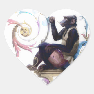 Monkey Blowing Bubbles Heart Sticker