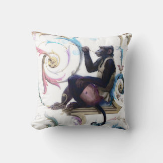 Monkey Blowing Bubbles Throw Pillow