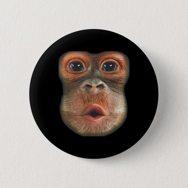 Monkey Blowing Stomach Face  Button (Front)