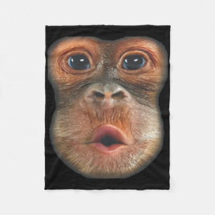 Monkey Blowing Stomach Face Fleece Blanket