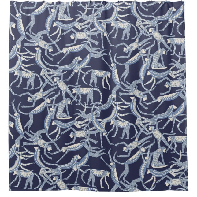 monkey blue shower curtain (Front)