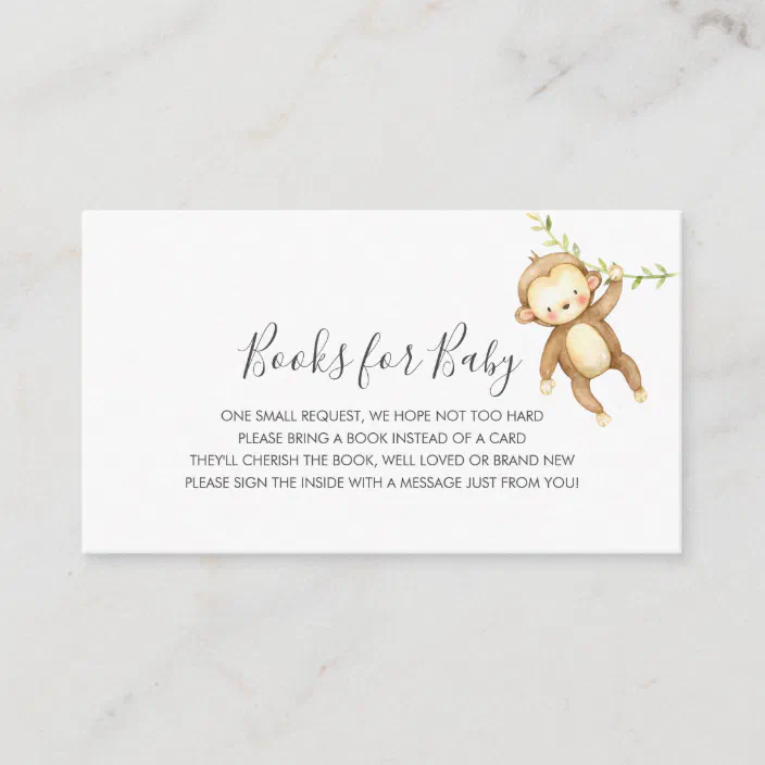 Monkey Book Request Baby Shower insert card | Zazzle