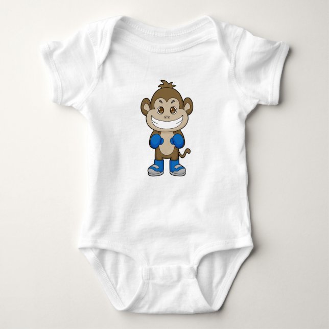 Monkey Boxing Boxer Boxing gloves Baby Bodysuit (Front)