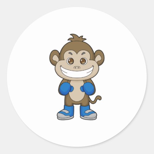 Monkey Boxing Boxer Boxing gloves Classic Round Sticker