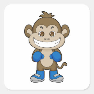 Monkey Boxing Boxer Boxing gloves Square Sticker