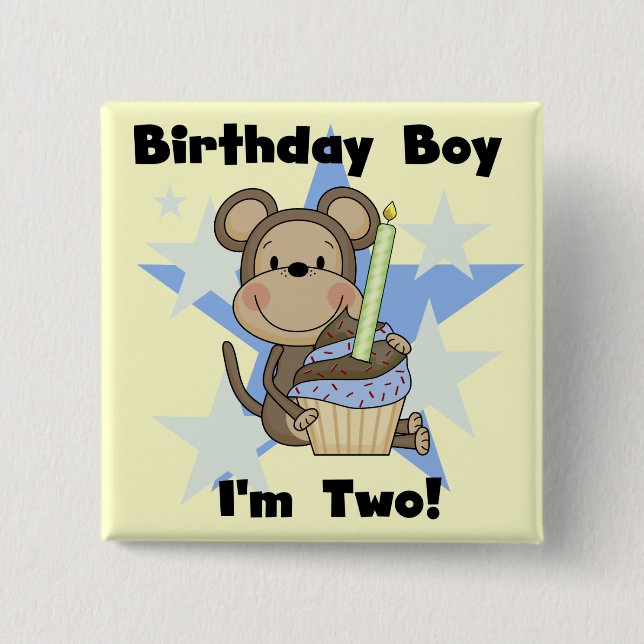Monkey Boy 2nd Birthday Tshirts and Gifts Pinback Button (Front)