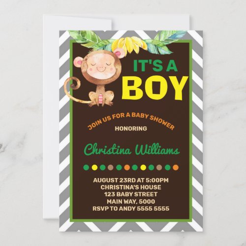 Monkey Boy Baby Shower Jungle Invitation