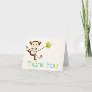 Monkey Boy Baby Shower Thank You Card