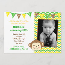 Monkey Boy Birthday Invitations