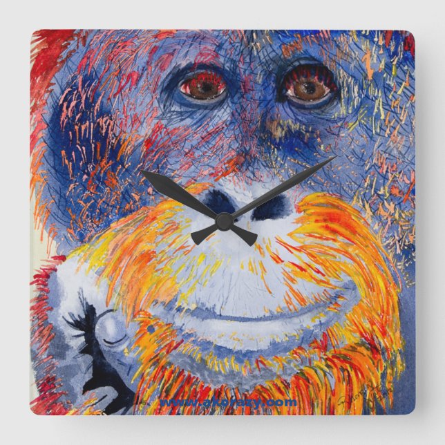 Monkey Boy Square Wall Clock (Front)